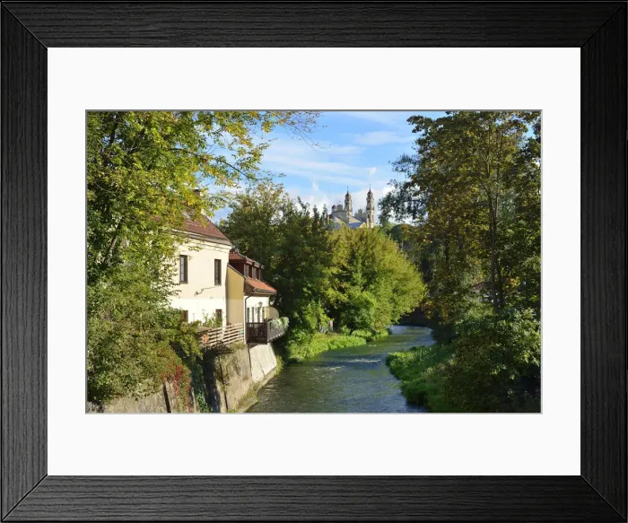 Framed Print : Vilnia river crossing the Republic of Uzupis. Vilnius, Lithuania