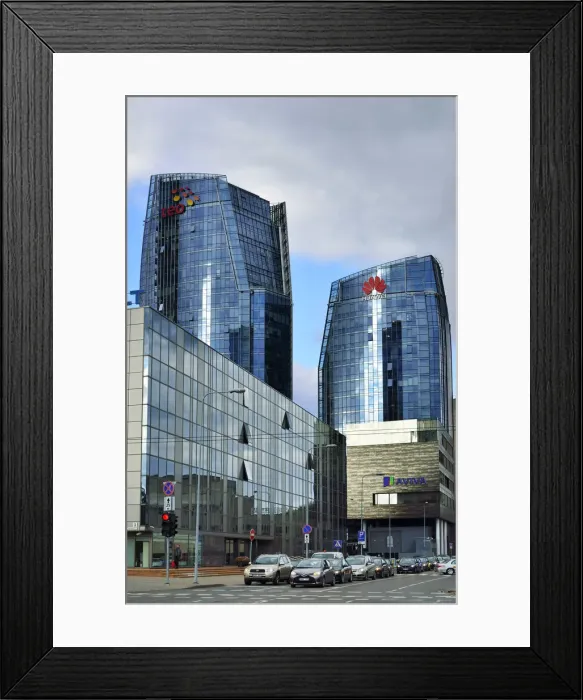 Framed Print : High-rise office buildings in the modern city. Vilnius, Lithuania Framed Print : High-rise office buildings in the modern city. Vilnius, Lithuania