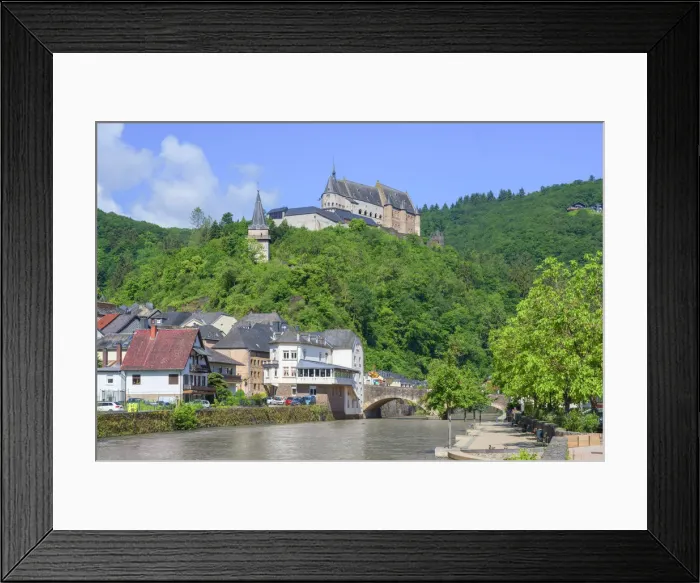 Framed Print : View at Vianden with Castle, Kanton Vianden, Luxembourg Framed Print : View at Vianden with Castle, Kanton Vianden, Luxembourg