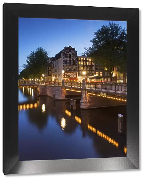 Prinsengracht canal at dusk, Amsterdam, Netherlands