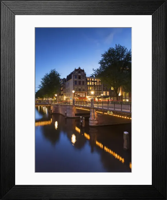 Framed Print : Prinsengracht canal at dusk, Amsterdam, Netherlands Framed Print : Prinsengracht canal at dusk, Amsterdam, Netherlands
