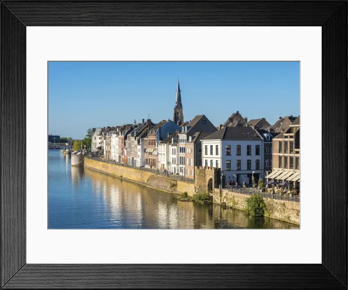 Framed Print : Netherlands, Limburg, Mstricht. Buildings in the Wyck-Ceramique quarter along Framed Print : Netherlands, Limburg, Mstricht. Buildings in the Wyck-Ceramique quarter along