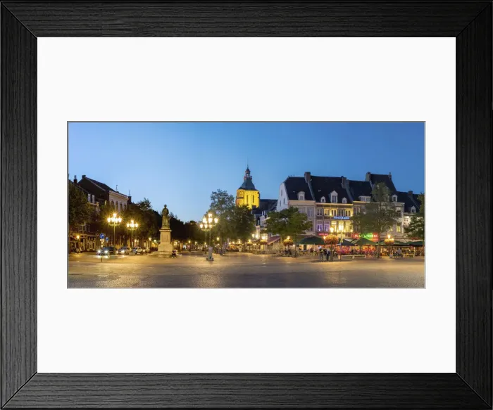 Framed Print : Netherlands, Limburg, Mstricht. Cafes and restaurants on Markt square at dusk Framed Print : Netherlands, Limburg, Mstricht. Cafes and restaurants on Markt square at dusk