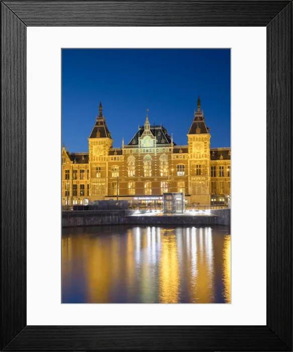 Framed Print : Central Station at dusk, Amsterdam, Netherlands