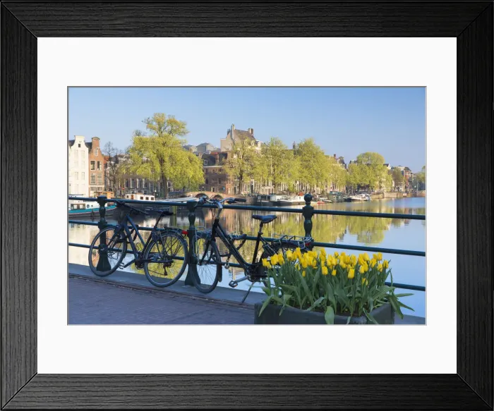 Framed Print : Bicycles on bridge, Amstel River, Amsterdam, Netherlands Framed Print : Bicycles on bridge, Amstel River, Amsterdam, Netherlands