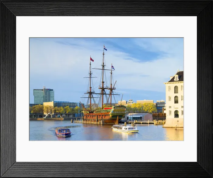 Framed Print : VOC ship and National Maritime Museum in Oosterdok, Amsterdam, Netherlands Framed Print : VOC ship and National Maritime Museum in Oosterdok, Amsterdam, Netherlands