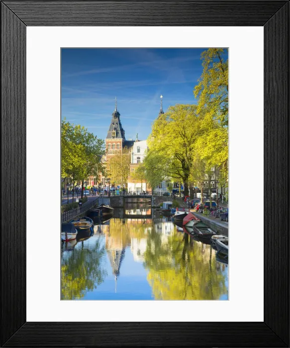 Framed Print : Rijksmuseum and Spiegelgracht canal, Amsterdam, Netherlands Framed Print : Rijksmuseum and Spiegelgracht canal, Amsterdam, Netherlands