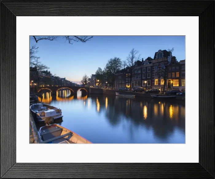 Framed Print : Keizersgracht canal at dusk, Amsterdam, Netherlands Framed Print : Keizersgracht canal at dusk, Amsterdam, Netherlands