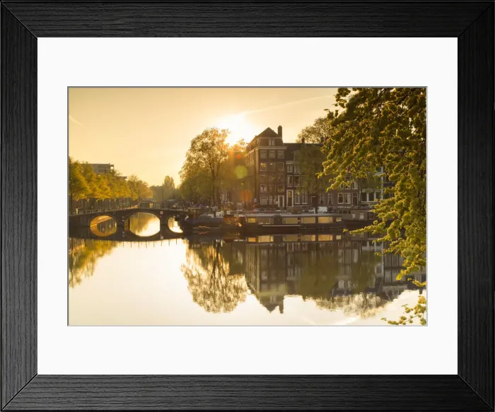Framed Print : Amstel River at dawn, Amsterdam, Netherlands Framed Print : Amstel River at dawn, Amsterdam, Netherlands
