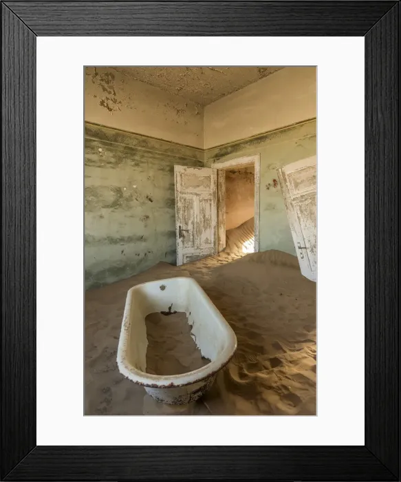 Framed Print : Africa, Namibia, Kolmanskop. Bathtub inside one of the abandoned buildings Framed Print : Africa, Namibia, Kolmanskop. Bathtub inside one of the abandoned buildings