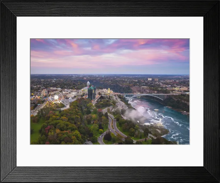 Framed Print : Canada and USA, Ontario and New York State, Niagara, View over Victoria Park towards Framed Print : Canada and USA, Ontario and New York State, Niagara, View over Victoria Park towards
