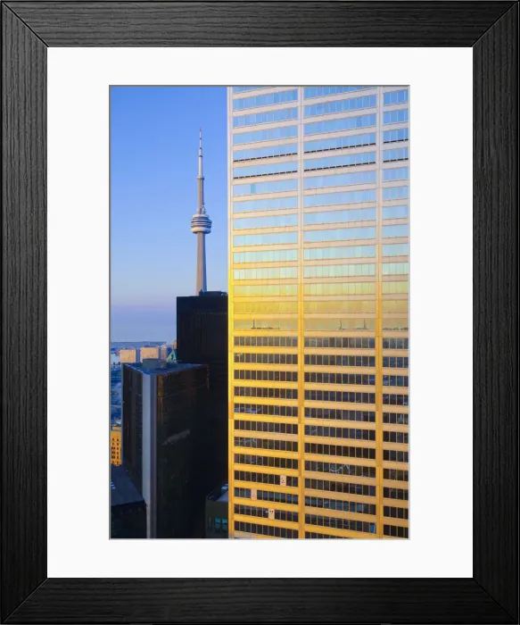 Framed Print : Canada, Ontario, Toronto, Downtown Financial District, CN Tower at dawn Framed Print : Canada, Ontario, Toronto, Downtown Financial District, CN Tower at dawn