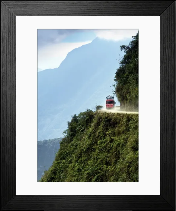 Framed Print : Bolivia, Worlds Most Dangerous Road, Andes Mountains, Support Van For Mountain Framed Print : Bolivia, Worlds Most Dangerous Road, Andes Mountains, Support Van For Mountain