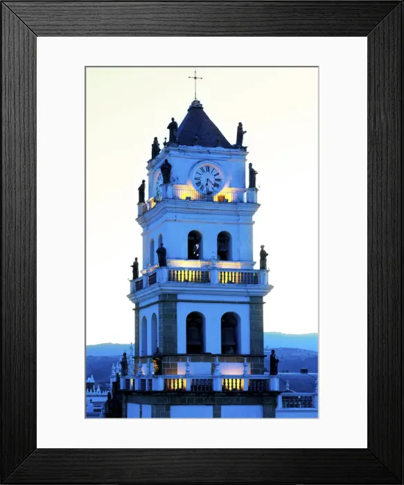 Framed Print : Cathedral Clock Tower, Baroque Style, Sucre, Bolivia, UNESCO World Heritage Site Framed Print : Cathedral Clock Tower, Baroque Style, Sucre, Bolivia, UNESCO World Heritage Site