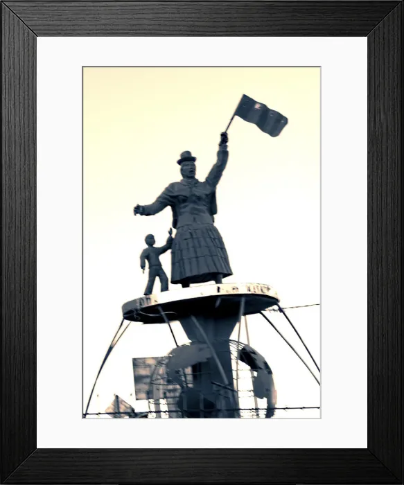 Framed Print : Cholita Woman And Child Statue, Waving Indigenous Aymaran Flag, El Alto, Bolivia