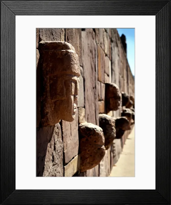 Framed Print : Bolivia, Tiahuanaco Ruins, Semi-Subterranean Temple Wall, Sculptured Stone Tenon-Heads Framed Print : Bolivia, Tiahuanaco Ruins, Semi-Subterranean Temple Wall, Sculptured Stone Tenon-Heads