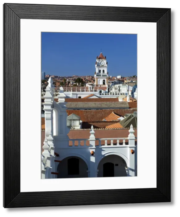 Framed Print : Sucre Cathedral Clock Tower, View From The Rooftop Of The San Felipe de Neri Monastery