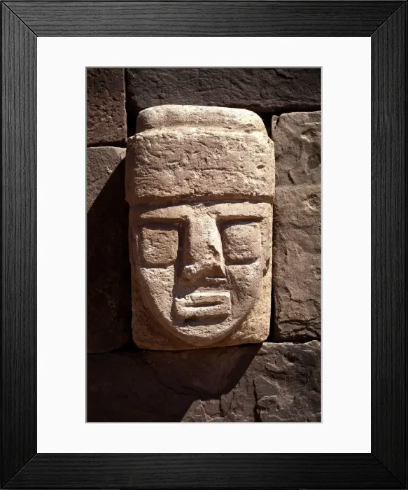 Framed Print : Bolivia, Tiahuanaco Ruins, Semi-Subterranean Temple Wall, Sculptured Stone Tenon-Head Framed Print : Bolivia, Tiahuanaco Ruins, Semi-Subterranean Temple Wall, Sculptured Stone Tenon-Head