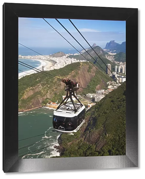 Brazil, Rio De Janeiro, Urca, Cable Car on Sugar Loaf Mountain & Vermelha beach
