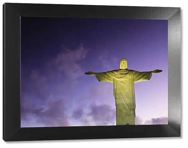 Brazil, Rio De Janeiro, Cosme Velho, Christ The Redeemer Statue at atop Cocovado at night