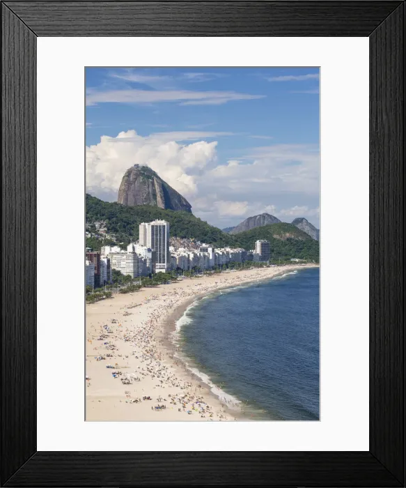 Framed Print : Elevated view of Copacabana beach, Rio de Janeiro, Brazil, South America Framed Print : Elevated view of Copacabana beach, Rio de Janeiro, Brazil, South America