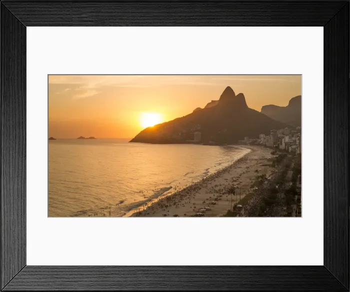 Framed Print : Sunset over Ipanema Beach and Dois Irmaos (Two Brothers) mountain, Rio de Janeiro Framed Print : Sunset over Ipanema Beach and Dois Irmaos (Two Brothers) mountain, Rio de Janeiro