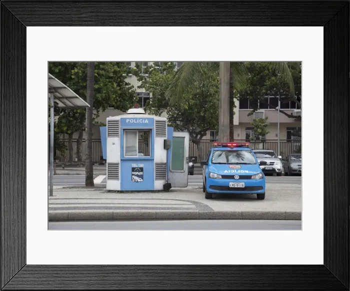 Framed Print : Police car on Copacabana Beach, Rio de Janeiro, Brazil Framed Print : Police car on Copacabana Beach, Rio de Janeiro, Brazil