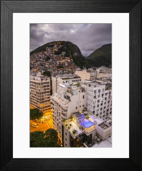 Framed Print : Favela a few blocks back from the Copacabana Beach, Rio de Janeiro, Brazil Framed Print : Favela a few blocks back from the Copacabana Beach, Rio de Janeiro, Brazil