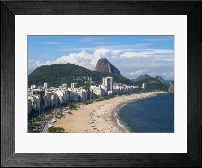 Framed Print : Elevated view of Copacabana beach, Rio de Janeiro, Brazil, South America Framed Print : Elevated view of Copacabana beach, Rio de Janeiro, Brazil, South America