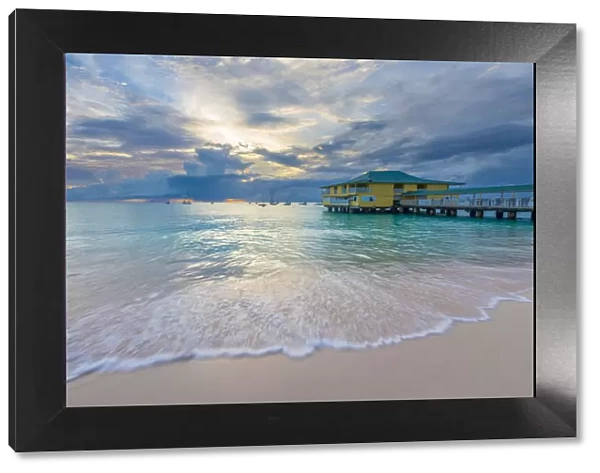 Caribbean, Barbados, Bridgetown, Carlisle Bay, Pebbles Beach at sunset