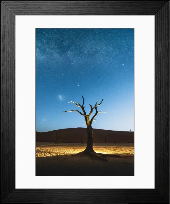 Framed Print : Deadvlei, Namib-Naukluft National Park, Namibia, Africa. Dead acacia trees at night Framed Print : Deadvlei, Namib-Naukluft National Park, Namibia, Africa. Dead acacia trees at night