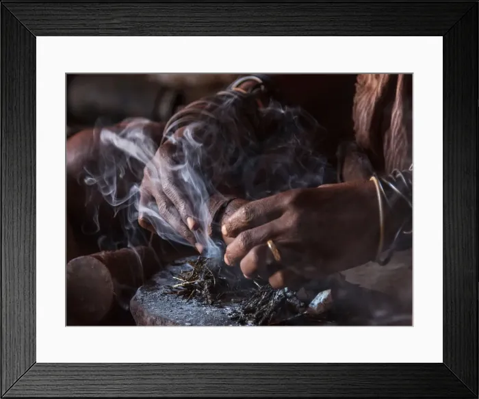 Framed Print : Africa, Namibia, Damara Land. Preparing traditional Himba perfume Framed Print : Africa, Namibia, Damara Land. Preparing traditional Himba perfume