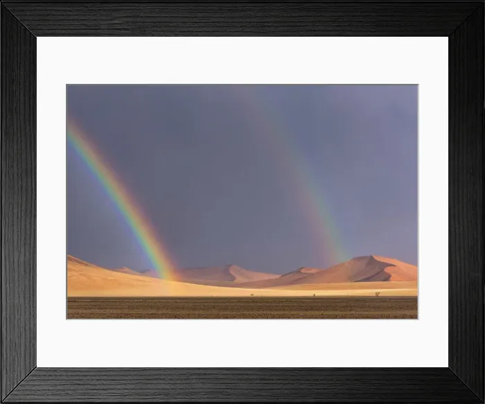 Framed Print : Africa, Namibia, Sossusvlei area. Thunderstorm with rainbows in the desert Framed Print : Africa, Namibia, Sossusvlei area. Thunderstorm with rainbows in the desert