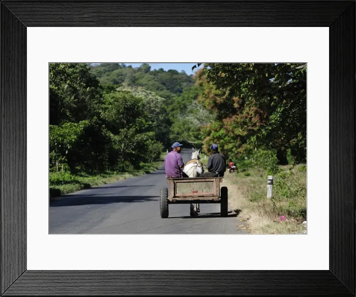 Framed Print : Local men in a horse and cart, Nicaragua, Central America