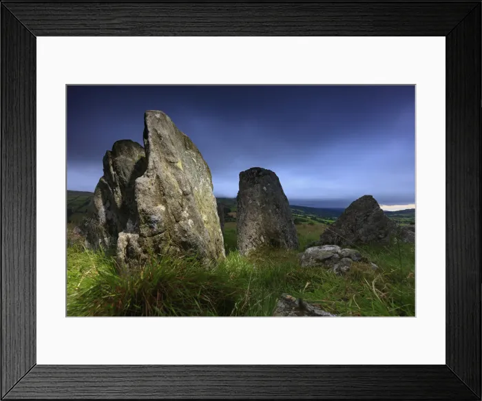 Framed Print : Europe, Northern Ireland, Ossians grave stone circle by night Framed Print : Europe, Northern Ireland, Ossians grave stone circle by night