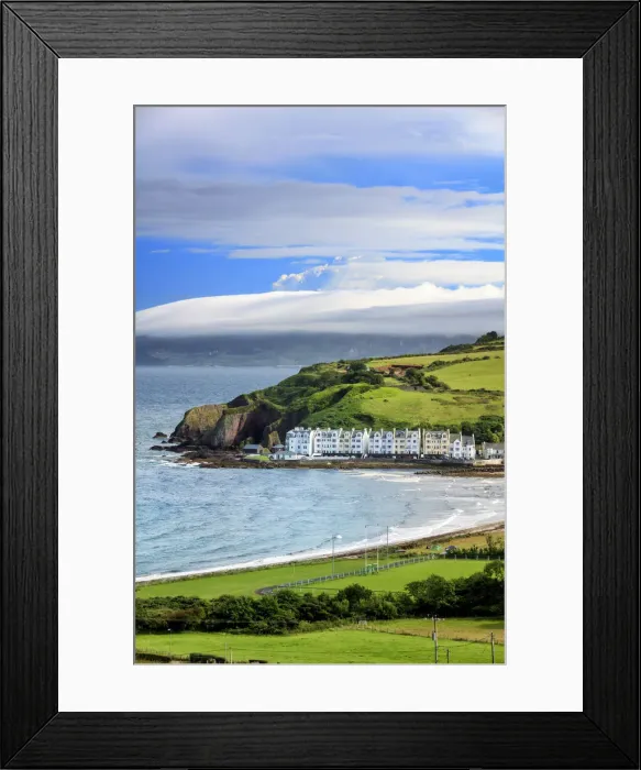 Framed Print : Europe, Northern Ireland, elevated view of Cushendun village Framed Print : Europe, Northern Ireland, elevated view of Cushendun village