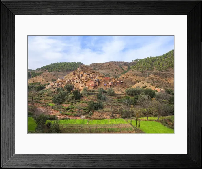 Framed Print : Berber village near Oukaimeden, Province Al Haouz, High Atlas, Morocco