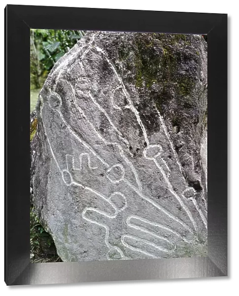 Rock carving at Sitio Barrilles, Sito Archeologico di Chiriqui, Panama, Central America
