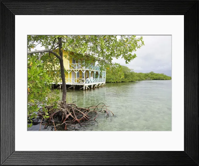 Framed Print : Hotel on stilts at Bastimentos Island, Bocas del Toro, Panama, Central America Framed Print : Hotel on stilts at Bastimentos Island, Bocas del Toro, Panama, Central America