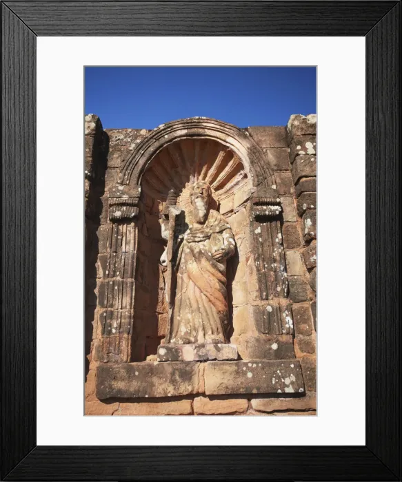 Framed Print : Statue at ruins of Jesuit mission at Trinidad (UNESCO World Heritage Site), Itapua Framed Print : Statue at ruins of Jesuit mission at Trinidad (UNESCO World Heritage Site), Itapua