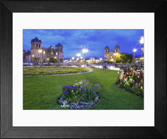 Framed Print : South America, Peru, Cusco. The Plaza de Armas in Cusco showing the cathedral to Framed Print : South America, Peru, Cusco. The Plaza de Armas in Cusco showing the cathedral to