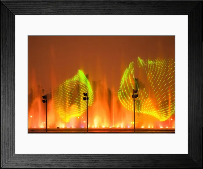 Framed Print : South America, Peru, Lima, laser projections on the Fantasy Fountain, part of Framed Print : South America, Peru, Lima, laser projections on the Fantasy Fountain, part of
