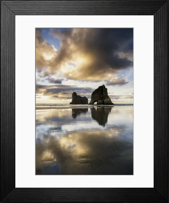 Framed Print : Wharariki Beach at Sunset, New Zealand Framed Print : Wharariki Beach at Sunset, New Zealand