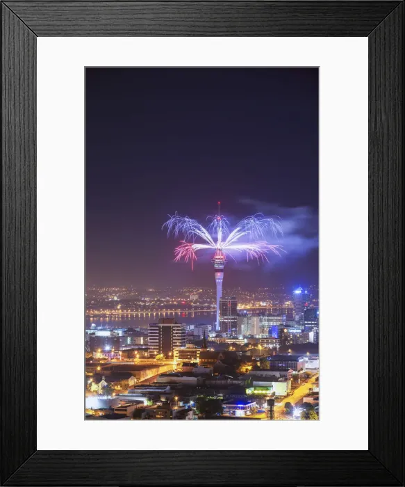Framed Print : Fireworks on Sky Tower on New Years Eve, Auckland, North Island, New Zealand Framed Print : Fireworks on Sky Tower on New Years Eve, Auckland, North Island, New Zealand