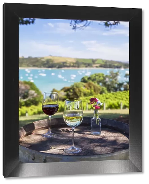 Glasses of wine at Goldie Room Vineyard and Restaurant, Waiheke Island, Auckland