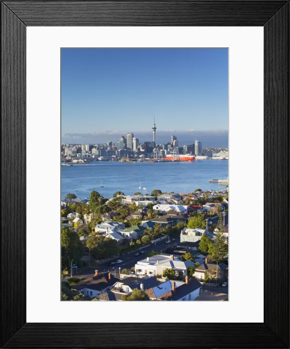 Framed Print : View of Devonport and Auckland skyline, Auckland, North Island, New Zealand Framed Print : View of Devonport and Auckland skyline, Auckland, North Island, New Zealand