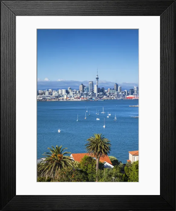 Framed Print : View of Auckland skyline from Devonport, Auckland, North Island, New Zealand Framed Print : View of Auckland skyline from Devonport, Auckland, North Island, New Zealand