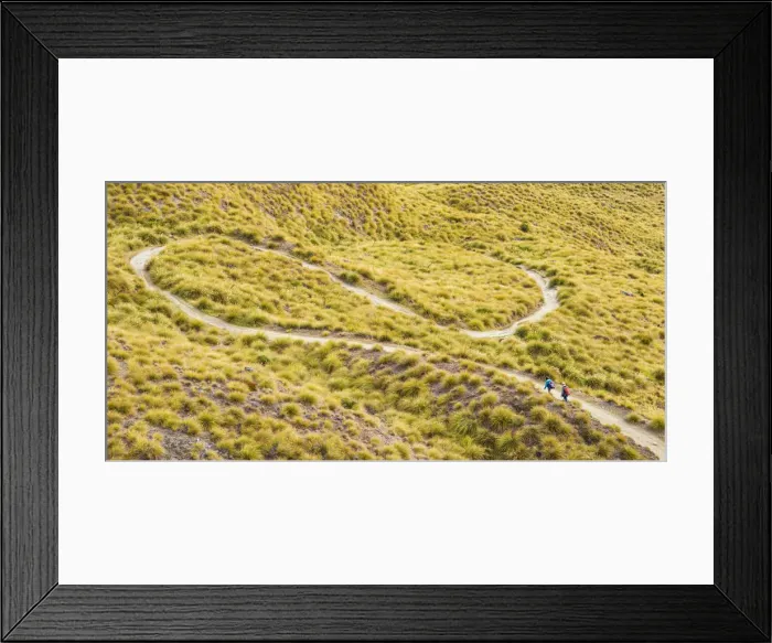 Framed Print : HIkers on Winding Trail, New Zealand Framed Print : HIkers on Winding Trail, New Zealand