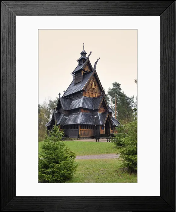 Framed Print : Wooden church (Stavkirke) dating back to the 13th century at the Norwegian Museum