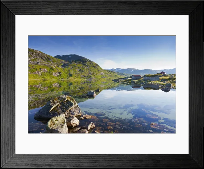 Framed Print : Norway, Western Fjords, Sogn Og Fjordane, Lake in rural setting Framed Print : Norway, Western Fjords, Sogn Og Fjordane, Lake in rural setting